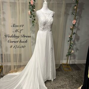 Elegant White Wedding Gown with Corset Back